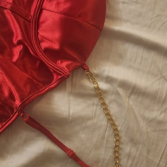 Silky red corset top - Picture 5 of 6